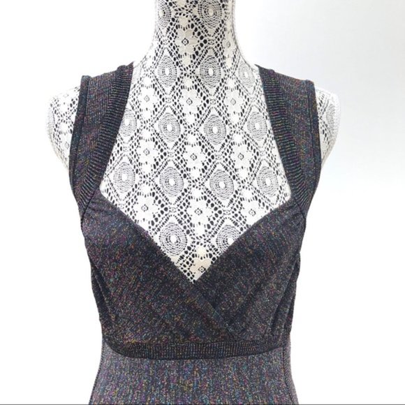 H&M Glitter Bodycon Dress Black/Rainbow Size M - Picture 4 of 7